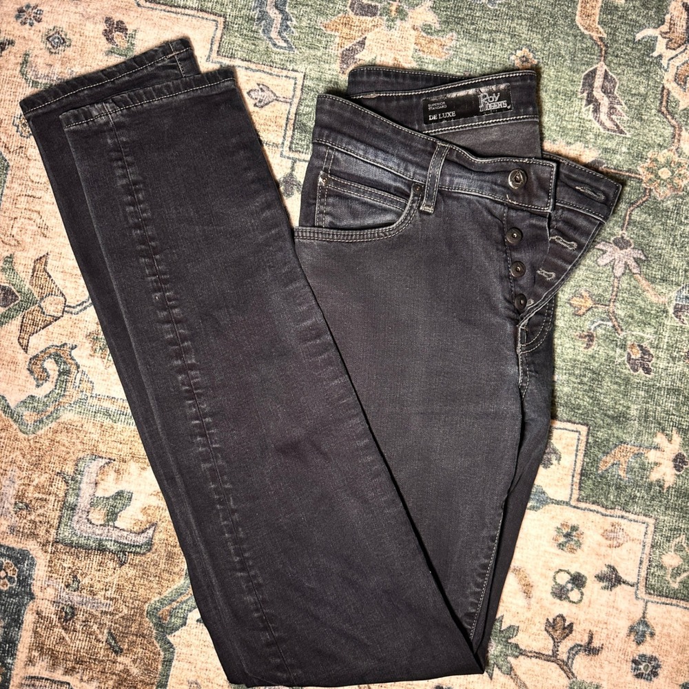 Roy‎ Rogers Jeans De Luxe 529 Mens 33 Charcoal Italian Denim Stretch Button Fly